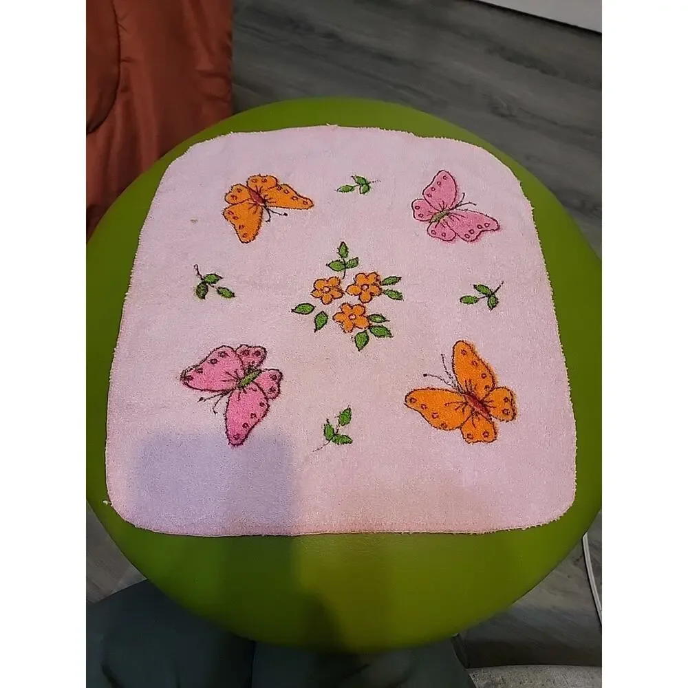 Vintage Pink Cannon Butterfly Washcloth MCM